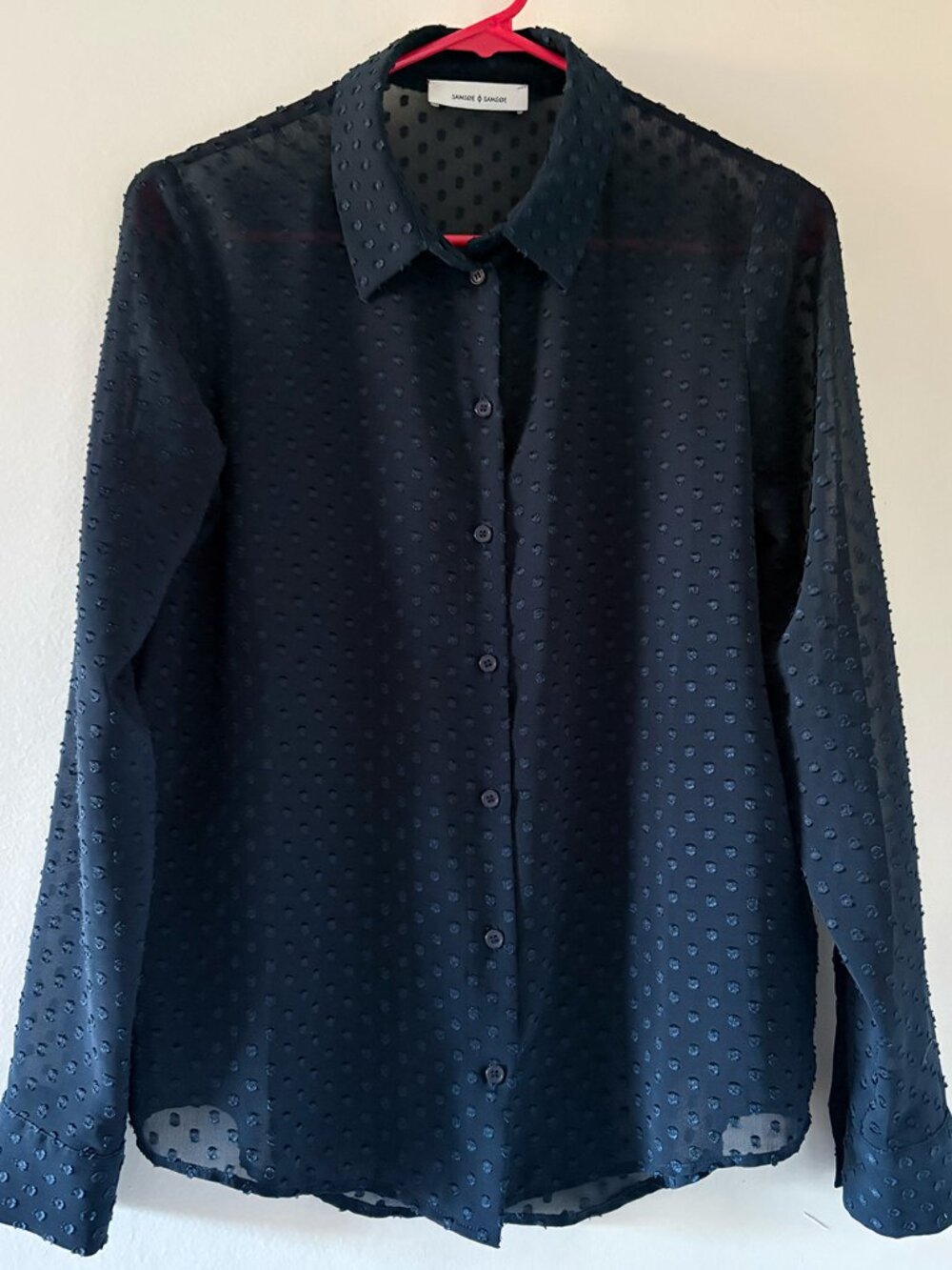 Samsoe Samsoe Navy Swiss Dot Sheer Shirt XS